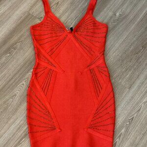 Marciano Red Sleeveless Bandage Dress